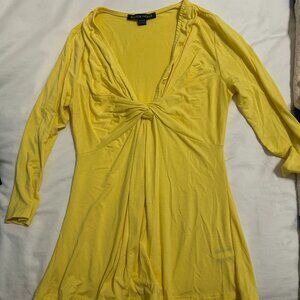 Boston Proper Yellow Twist Front Top